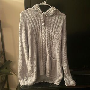 Cozy Gray Cable Knit Sweater